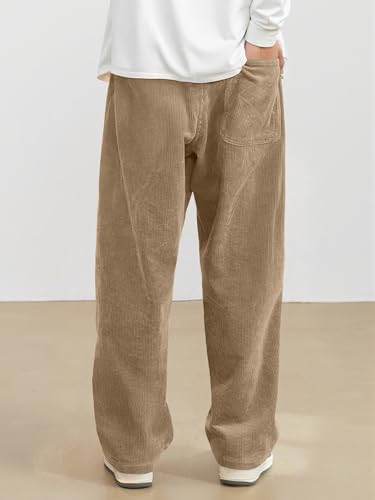 Image of JMIERR Mens Corduroy Pants Wide Leg Baggy Sweatpants | Loose Fit Joggers, Elastic Waist Drawstring, Casual Sweatpants, Vintage Pants, Fall Winter Fashion, Streetwear