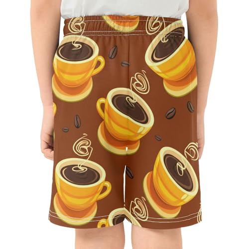 J JOYSAY Cup Beans Aroma Brown Boys Athletic Shorts Kids Youth Casual Shotrs with Pockets Elastic Waistband3