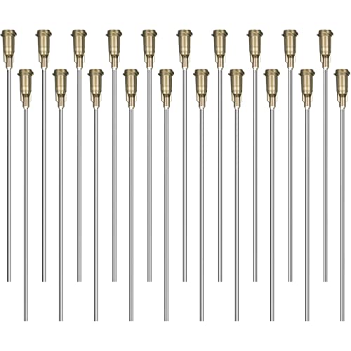 Honoson 20 Pack 14g Industrial Blunt Tip 4 Inch Dispensing Needle for Refilling Liquid Inks Adhesive Glue Oil (14 GA,Gray)