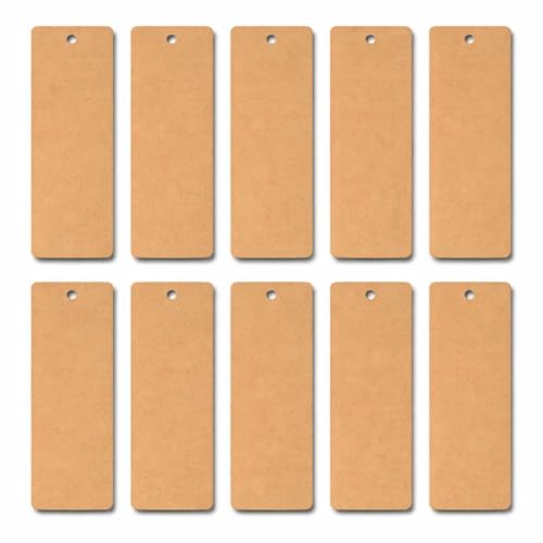 Image of Pine MDF Blank Bookmarks for DIY Craft - Rectangle Wooden Bookmark Cutouts for Painting, Resin, Decoupage & Art Projects | Unfinished Wooden Bookmarks for Kids, Teachers & Artists | Set of 10
