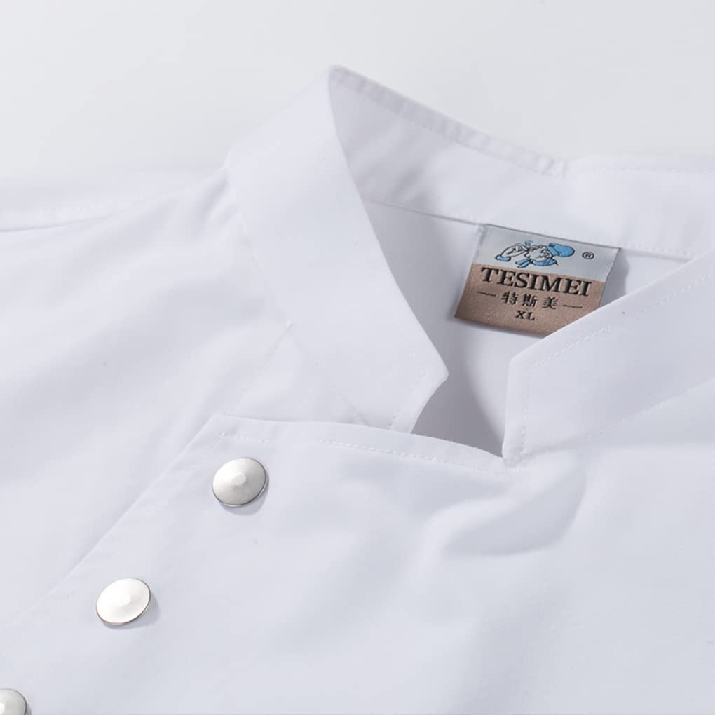 Chaqueta de chef, delantal de cocina, tres botones con bolsillos delanteros, ropa de verano, suministros de cocina para parrilla, restaurante, azul, XL