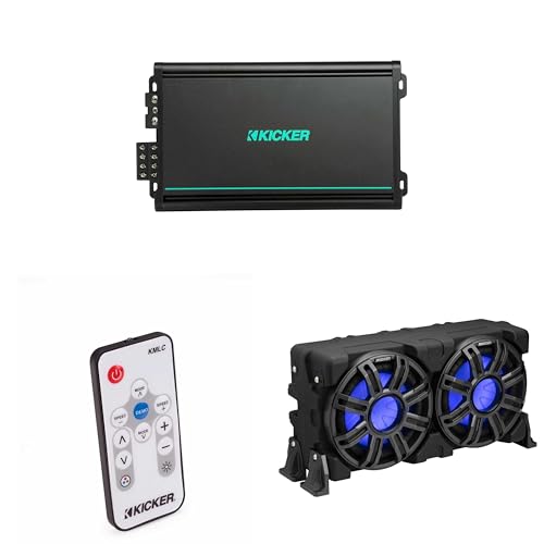 Kicker 51MWLE104 - MWE 10-Inch Loaded Premium Marine Sub Encl w/Passive Radiator 4ohm & 48KMA6004 Marine Amp Bundle (Includes LED Remote)