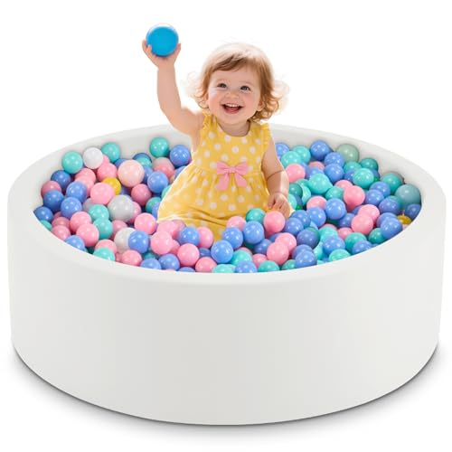 Aunekiv Bällebad für Baby ab 1 Jahr, Rundes Weiches Schaumstoff-Bällebad...