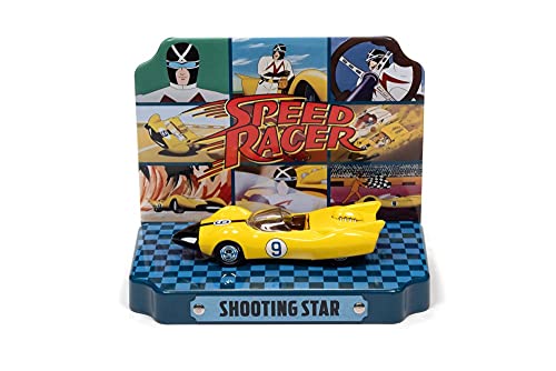 Racer X Shooting Star #9 with Collectible Tin Display, Speed Racer - Johnny Lightning JLSP121/24 - 1/64 Scale Diecast Model Toy Car