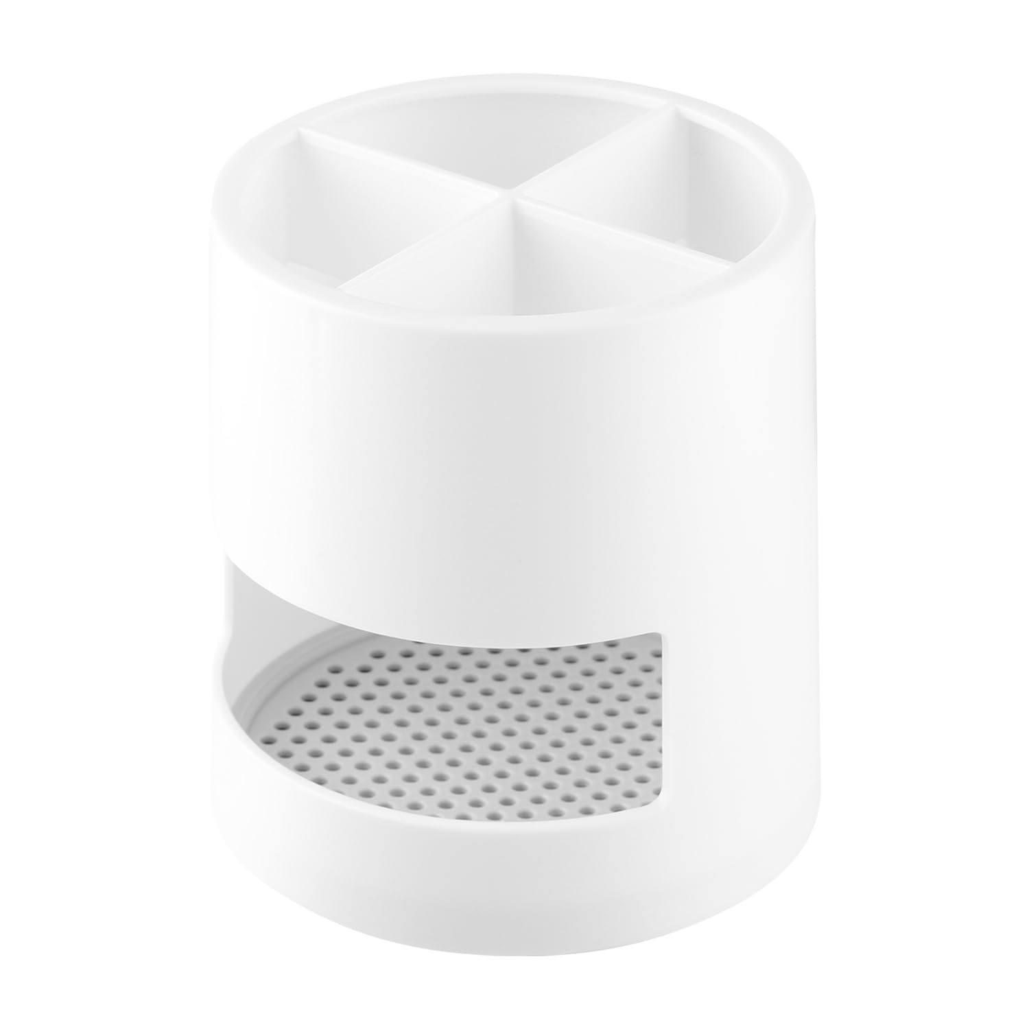 Hopzab White Toothbrush Holder With Drainage, Ventilated Mould-Proof Caddy, Easy-To-Clean Plastic Stand For Bathroom And Kitchen, For Toothpaste And Toothbrush Storage(White)