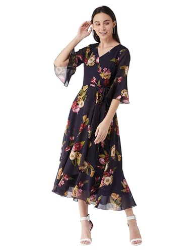 Image of Miss Chase Women's Round Neck Cap Sleeves Lace Knee -Long Skater Dress