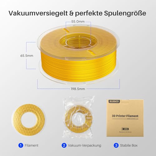 ELEGOO Silk PLA Filament 1.75mm Blue Purple Black 1KG, 3D Printer Filament Dimensional Accuracy +/- 0.05mm, 1kg Spool(2.2lbs) 3D Printing Filament Fits for Most FDM 3D Printers by ELEGOO - Image 7