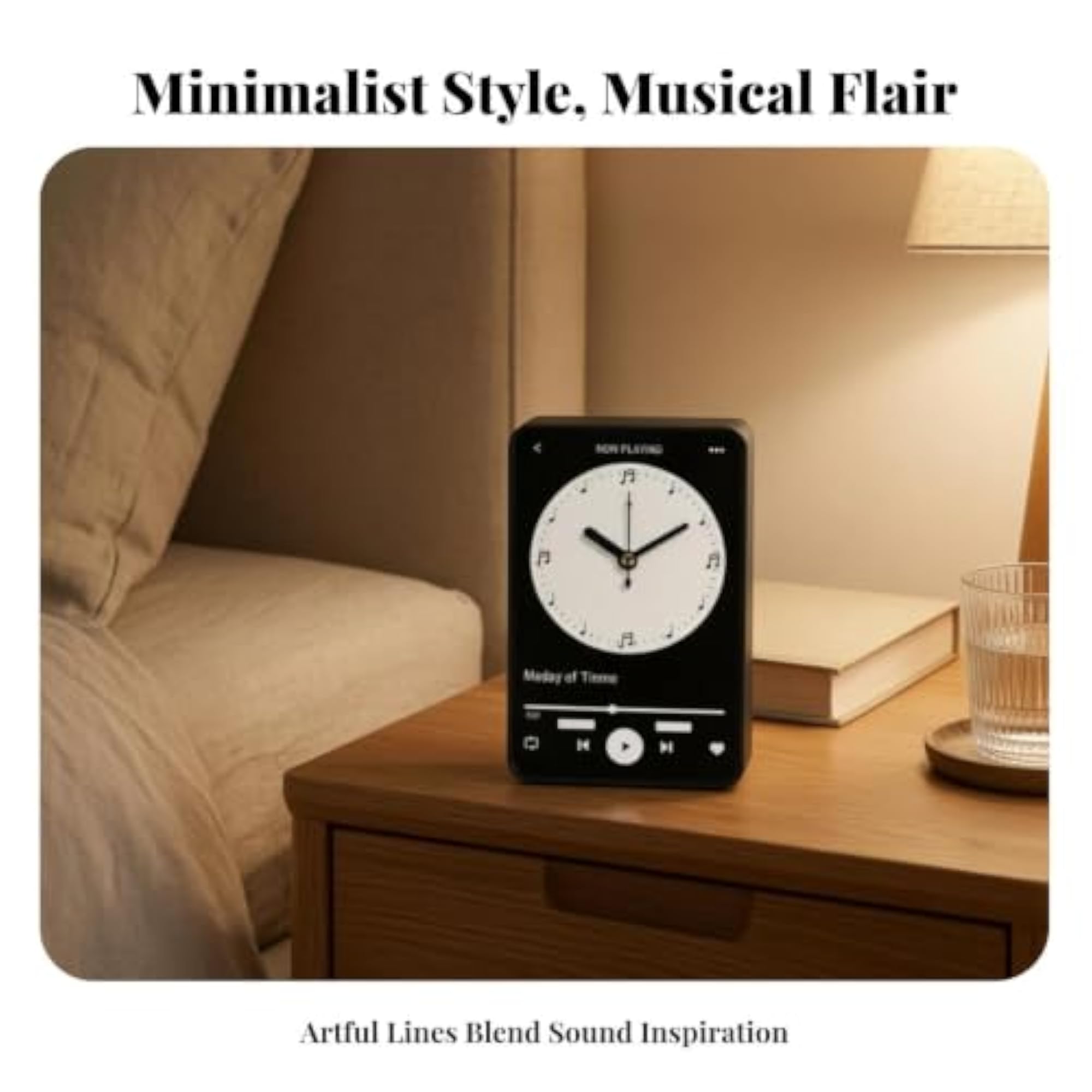 Minimalist Analog Desk Clock, Wood Tabletop Display