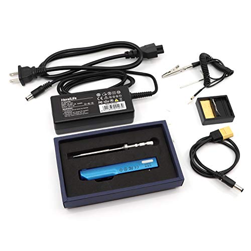 NovelLife 65W Mini TS100 Electric Soldering Iron Kit,Adjustable Temperature,Programmable STM32 Chip,Digital OLED Screen Display,Fast Internal Heating with TS B2 Solder Tip,24V Power Supply,XT60 Cable