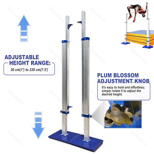 Glowdora Heavy-Duty Training High Jump Stands Track and Field High Jump Standards for Competition with Stable Base for Athletics, School, Stadium, Crossbar Not Included