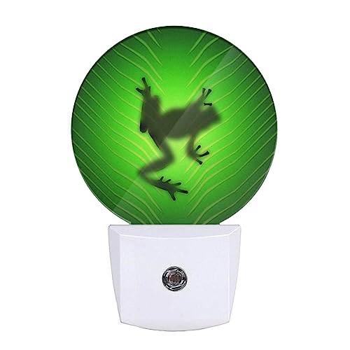 Image of EKOBLA Tree Frog Night Light, Green Leaf Vein Frog Night Lights Plug Into Wall with Auto Sensor for Bedroom and Bathroom