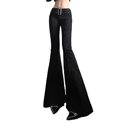 Womens Black Jeans Flare Pants Retrotrousers