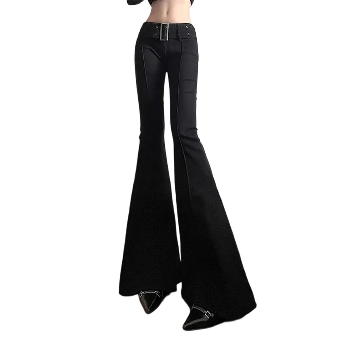 Womens Black Jeans Flare Pants Retrotrousers