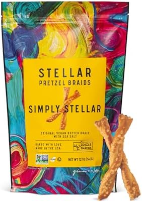 Stellar Snacks Pretzel Braids, 12 OZ Large Bag - Vegan, Kosher, Non-GMO Rods, Twists, Sticks (12 Oz, Simply Stellar)