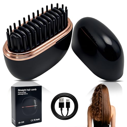 Mini plancha de pelo recargable portátil con peine miniatura 1