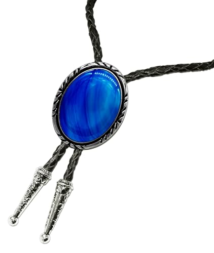 Image of Moranse Bolo Tie with Natural Tiger Eye Stone Celtic Style Genuine and Cowhide Rope