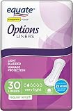 Equate Options Liners Light Bladder Leakage Protection, Regular Length Women's Incontinence Pads, Ve