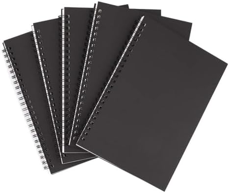 BigVision Black Hardcover Spiral Notebook, Notepad Sketchbook, Single ...