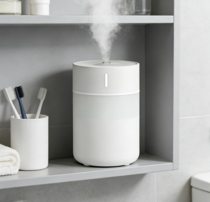 Miniatura 7 de Humidificador de escritorio con niebla fría, diseño compacto, color blanco