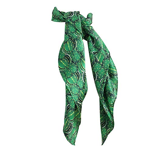 Rod's M&F Western Unisex Adult Silk Scarf, One Size, Green Cactus Camo Floral Pattern, 32 in x 32 in