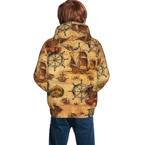 Vintag Ancient Sailboats Kid Hoodies Boys Sweatshirts Girls Pullover with Pocket4