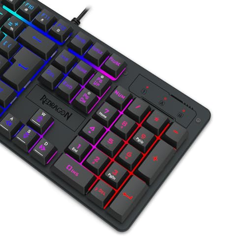 Teclado Membrana Gamer Redragon Netherbane Iluminação Rainbow Preto ABNT2 K521-R PT