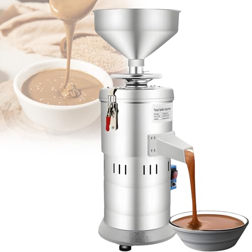 Máquina comercial para hacer mantequilla de frutos secos de 1100W,trituradora eléctrica de acero inoxidable y aluminio de 33 lb/h,velocidad de 2850r/min para maní,almendras,anacardos y sésamo.