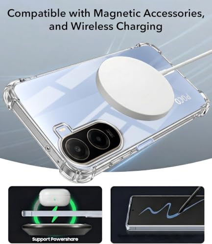Image of Jkobi Shockproof Crystal-Clear Back Cover for Poco C81 5G (Magsafe Wireless Support | Drop & Camera Protection | Hard Polycarbonate)