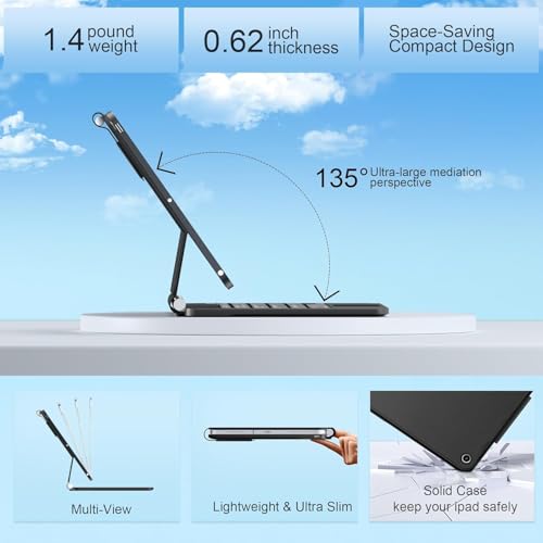 Image of for iPad (A16) 11th /10th Generation Case with Keyboard - Magic-Style Magnetic - Floating Cantilever Stand -7 Color Backlit - Multi-Touch Trackpad Keyboard Case for iPad 11 inch 2025&10th Gen 10.9 inch