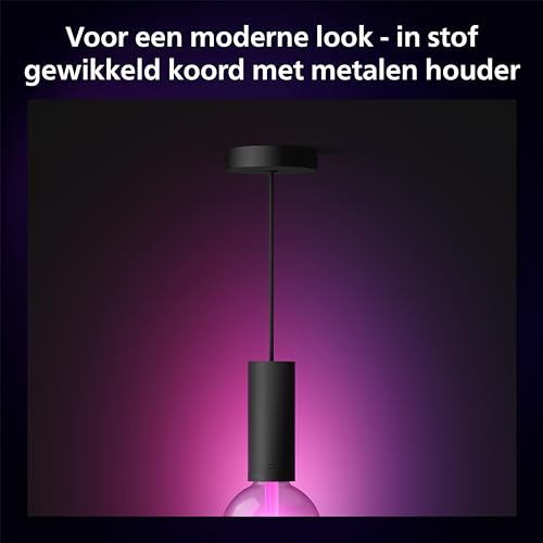 Philips Hue Lightguide Koord E27 - Pendel - Ontworpen voor Philips Lightguide Lampen - Exclusief Lichtbron - Zwart