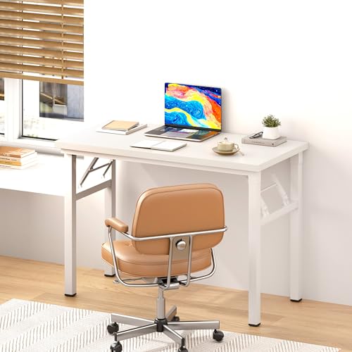 Image of DlandHome 31.5 Inch Small Folding Computer Desk for Home Office, White