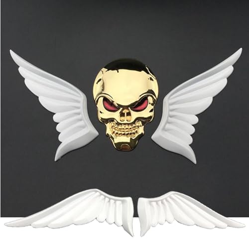 Image of Wings Metal car Emblem car Stickers Metal 3D -Angel Wings-Decorative Stickers Fan car Rear Logo Side Logo (White)