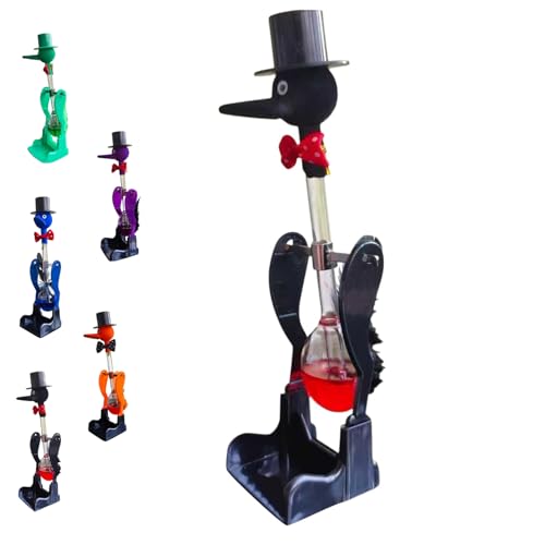 Novelty Drinking Water Bird Toy - Drinking Bird Desk Toy Perpetual Motion Classic Perpetual Motion Glass Ducks (Black)