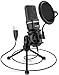 USB Microphone for Computer - Plug &Play Computer Microphone - Metal Condenser Recording Microphone with Pop Filter for Skype, Recordings for YouTube, Google Voice Search, Games (Windows/Mac)