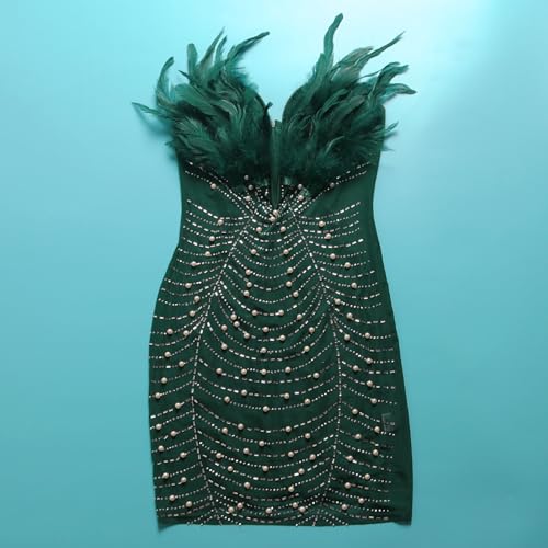 Image of PORRCEY Women's Sexy Rhinestone Mesh See Through Party Night Prom Dress