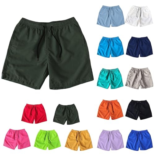 SUWBMHWE Workout Shorts Pack Candy Colored Quarter Pants for Men Sports Loose Quick Drying Thin Beach Pants Swim Trunks3