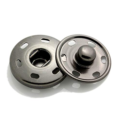50 Sets Snap Fasteners Durable Metal Snap Buttons Press Studs for Overalls Hat Backpacks Belts Black Nickel 3/4" 19mm