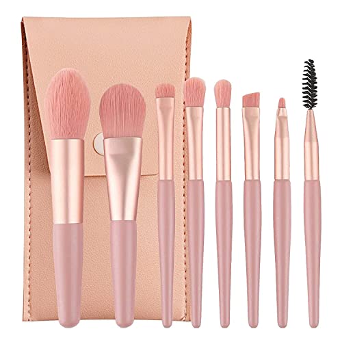 Image of 8 Pcs Makeup Brush Set with Bag & Makeup brush Set | Foundation, Powder, Concealer, Eyeshadow, Blush, Highlighter & Eyebrow Brushes | Soft & Fluffy Bristles (Multicolor)