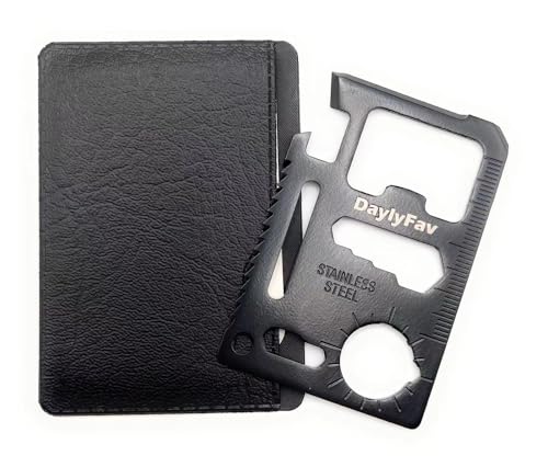 Multitool Card 11 in 1 Credit Card Multi-Tool (Bottle Opener Can Opener Screwdrivers Ruler & More) Black