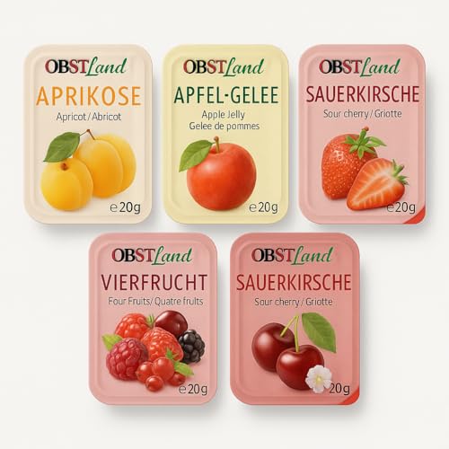 minafood Set für Obstland Konfitüre Portionspackungen 100x20g + Notizblock