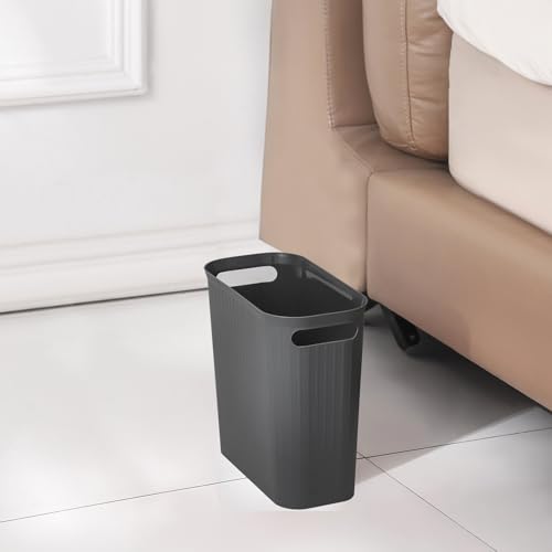 Caneca de basura rectangular pequeña 3.5 gal plástico gris miniatura 4