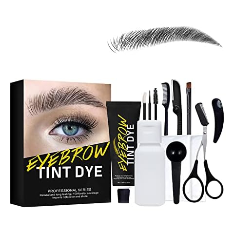 Instant Eyebrow Tint,Eyebrow Dye Tint Kit Semi Permanent Eyebrow Dye Safe & Professional Eyebrow Tinting Kit Suitable for Salon and Home Use Lasting for 4-6 Weeks (Black) Cover