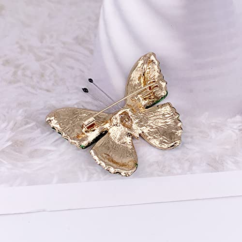 Image of SELOVO Butterfly Crystal Brooch Pin Jewelry Rhinestone Gold Tone