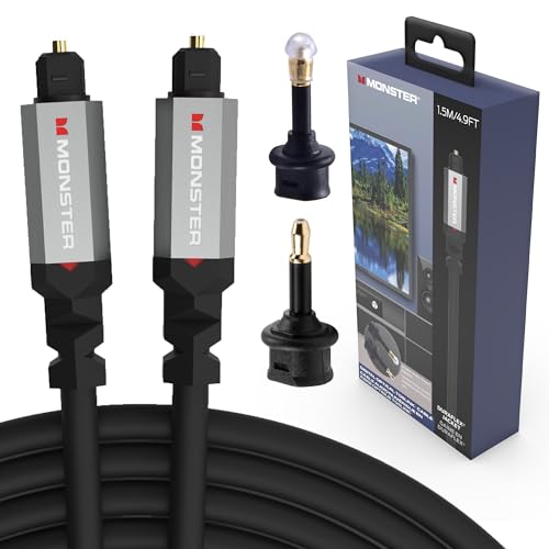 Monster Gen2 Essentials Digital Optical Toslink Cable, Sound Bar Optical Audio Cable with Gold Connectors, 4.9ft