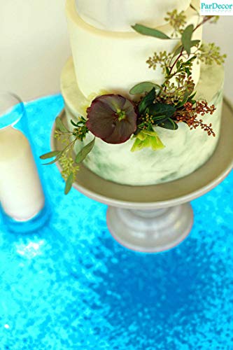 Image of B-COOL Bling Sequin Tablecloth 50x50 Inch Sequin Tablecloth Birthday Spring Rectangle Party Table Fabric Aqua Blue Glitter Table Overlays for Christmas Prom Birthday Party Decorations