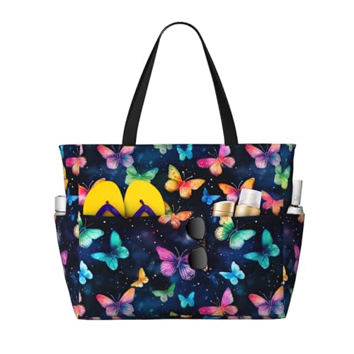 Flower Butterfly Large Capacity Travel Bag Lightweight Shopping Handbag Beach Tote Bags Casual Work Bag For Women