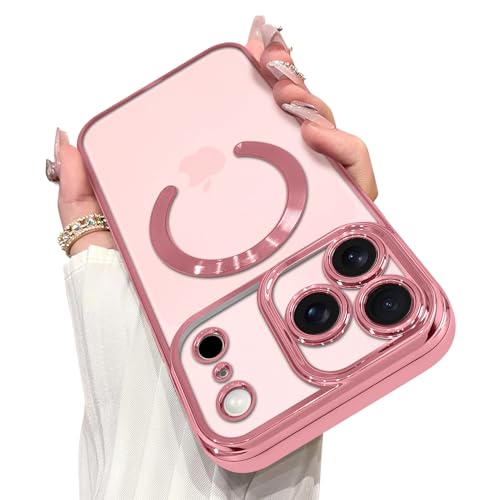 OOK Magnetic Case Made for iPhone 17 Pro Max 6.9 Inch [Compatible with MagSafe] Soft TPU Anti-Scratch Shockproof Protective Phone Cover Slim Clear Case for Women Men - Pink