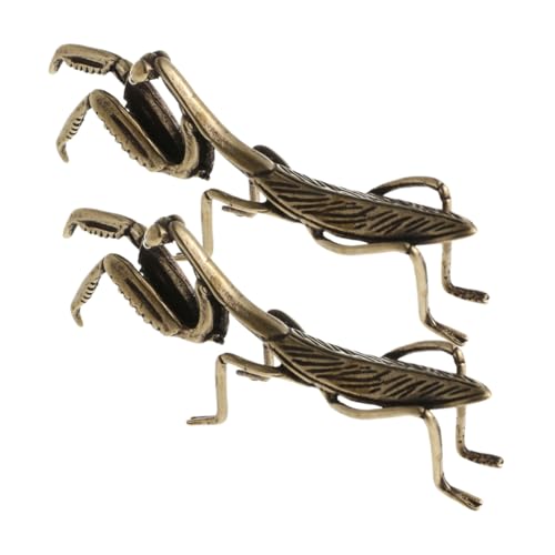 JECOMPRIS - JECOMPRIS 2 Stück Messing Mantis Statue Antik Wirkend Kleine Figur für Wohnzimmer Schlafzimmer Tischdekoration Sammelbare Insekten deko Geschenkidee
