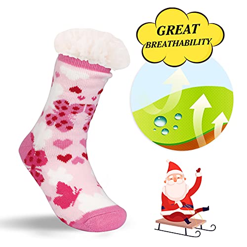 Image of 3 Pairs Fuzzy Slipper Socks for Women Men, Winter Warm Soft Fleece Lined Non Skid