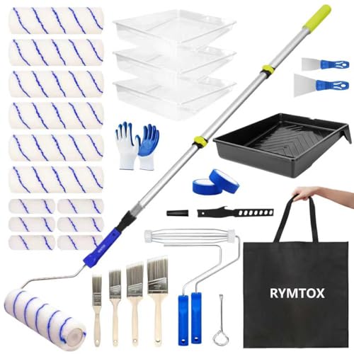 RYMTOX 33PCS Paint Roller Kit with Extension Pole | 2–4